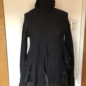 100% Alpaga Women's Black Knit Cowl Sweater made in Italy.
